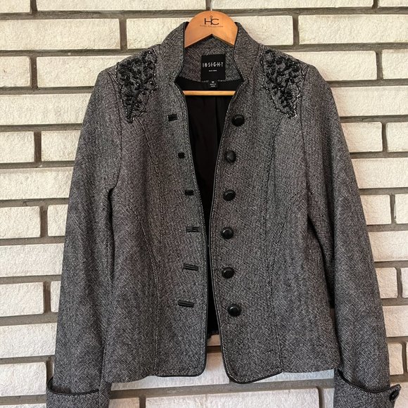 Insight NY Tweed Beaded Blazer Size 10 - Picture 1 of 6